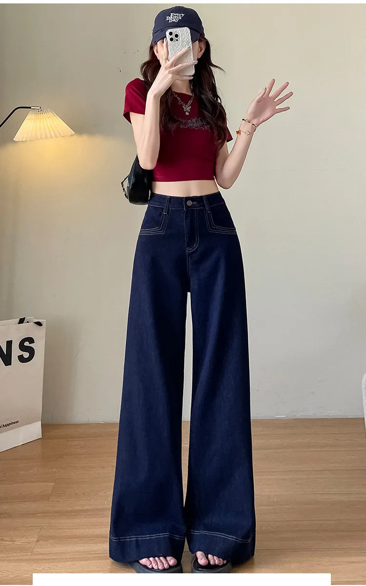 Dark Blue Wide Leg Jeans
